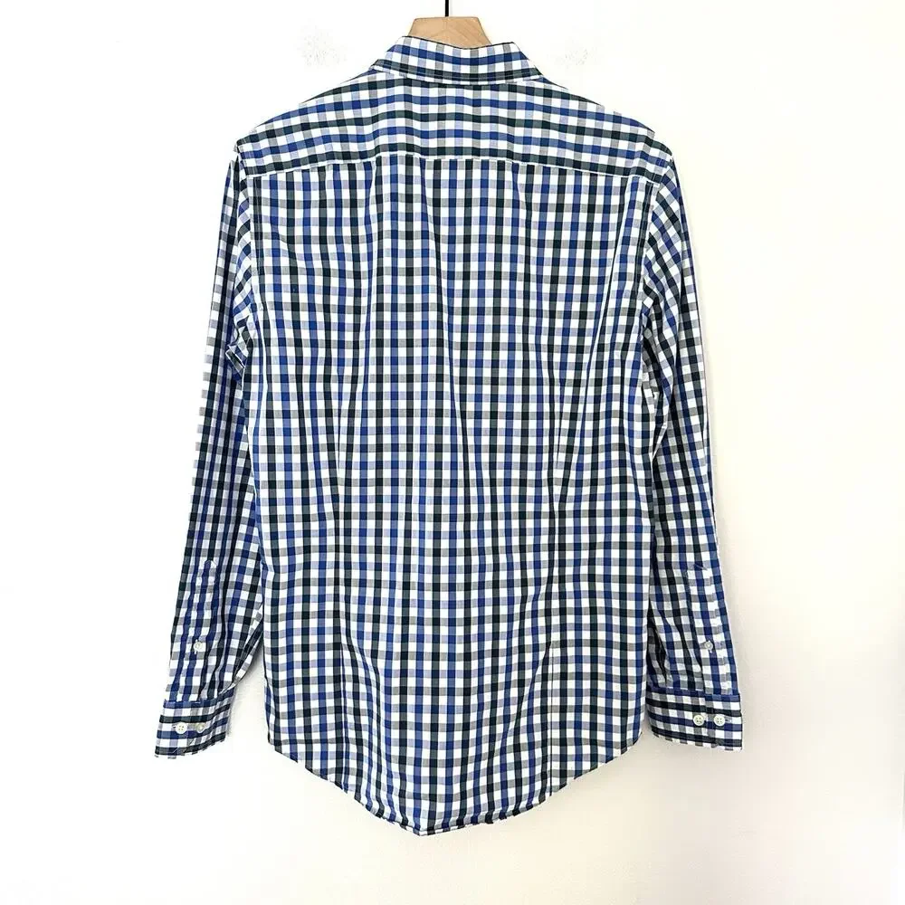 Banana Republic 100% Cotton Gingham Non-Iron Tailored Slim Fit Shirt Size M